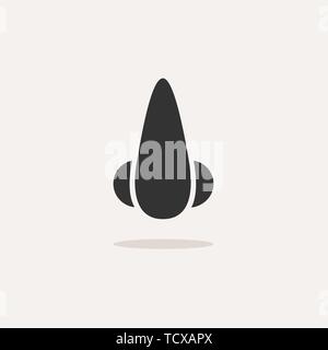 Sensi del corpo odore. Icona del naso con ombra su sfondo beige. Illustrazione Vettoriale Illustrazione Vettoriale