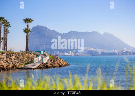 Vista della Rocca di Gibilterra Gibilterra, Europa Foto Stock