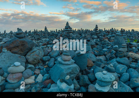 Viene visualizzata la pietra a Playa Jardin, Puerto de la Cruz, Tenerife, Isole Canarie, Spagna, Oceano Atlantico, Europa Foto Stock