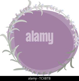 Vettore decorativo sfondo con una corona di fiori di lavanda. Eps 10 Illustrazione Vettoriale