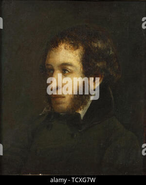 Ultimo ritratto di vita del poeta Alexander Sergeyevich Pushkin (1799-1837), 1837. Creatore: Linev, Ivan Loginovich (1770S-1840). Foto Stock