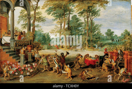 Una satira del Tulip Mania, c. 1640. Creatore: Brueghel, Jan, il Giovane (1601-1678). Foto Stock