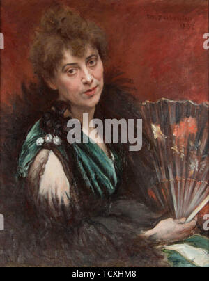 Donna con ventilatore, 1892. Creatore: Desboutin, Marcellin Gilbert (1823-1902). Foto Stock