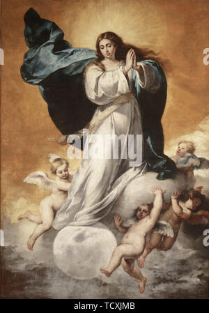 L Immacolata Concezione della Vergine, 1650. Creatore: Murillo, Bartolomé Estebàn (1617-1682). Foto Stock