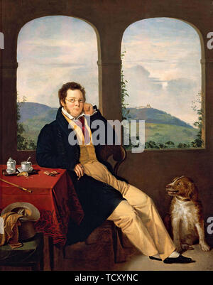 Ritratto di Franz Schubert (1797-1828), 1827. Creatore: Melegh, Gabor (1801-1835). Foto Stock