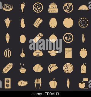 Valore alimentare set di icone, stile semplice Illustrazione Vettoriale