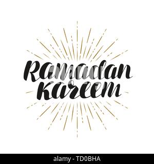 Il Ramadan Kareem, biglietto di auguri. Lettering, illustrazione vettoriale Illustrazione Vettoriale