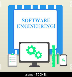 Testo della scrittura di Software Engineering. Foto concettuale per lo sviluppo del programma in modo sistematico approccio quantificabili concetto Business Monitor PC Mobile Dev Foto Stock