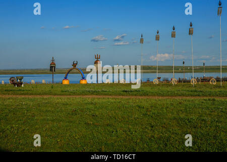 Scenario del Fiume Gen zona umida prateria, Hulunbuir Città della Mongolia interna Foto Stock