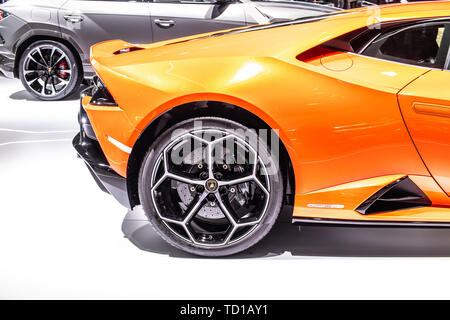 Ginevra, Svizzera, Marzo 06, 2019 Lamborghini Huracan Evo Coupe a Ginevra International Motor Show, supercar prodotta da Lamborghini italiano Foto Stock