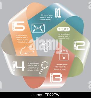 Opzioni Infographics retro opaco colorato nastro infinito con cinque opzioni EPS10 raggruppati e stratificata con gradienti - no lucidi Illustrazione Vettoriale