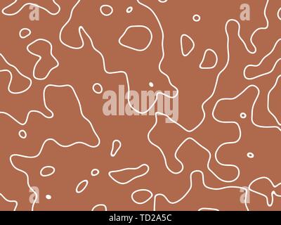 Disegno della linea di forme astratte e forme. White disegna una linea tracciata a mano illustrazione isolato sul trendy sfondo di terracotta. Illustrazione Vettoriale