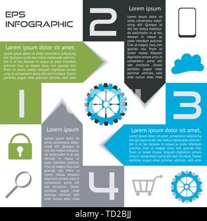 Infographics astratta opzioni Piazza Quattro scelte con le frecce EPS10 layer denominati Illustrazione Vettoriale