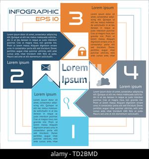 Piazza Infographics opzioni astratta quattro scelte con le frecce EPS10 layer denominati Illustrazione Vettoriale