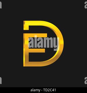DF lettera gradiente gold logo design illustrazione vettoriale modello Illustrazione Vettoriale