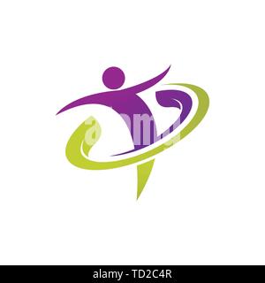 Astratti persone salute a base di erbe e il logo di medicina Illustrazione Vettoriale