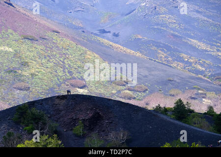 Pendici del Monte Etna, il più alto e il vulcano più attivo in Europa, Nicolosi, Sicilia, Italia Foto Stock