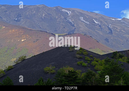 Pendici del Monte Etna, il più alto e il vulcano più attivo in Europa, Nicolosi, Sicilia, Italia Foto Stock