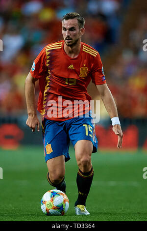 MADRID, Spagna - 10 giugno: Fabian Ruiz di Spagna in azione durante UEFA EURO 2020 qualifier match tra la Spagna e la Svezia a Santiago Bernabeu il 10 giugno 2019 a Madrid, Spagna. (Foto di David Aliaga/MB Media) Foto Stock