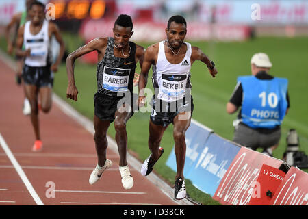 Selemon Barega e Telahun Haile Bekele di Etiopia competere negli uomini 5000m a la IAAF Diamond League Golden Gala Roma 06-06-2019 Stadio Olimpico Foto Stock