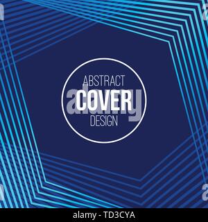 Abstract concetto creativo modello di impaginazione. Coperchio alla moda, scheda, flyer, Poster, brochure design. Moderno coperchio astratta da linee. Strisce in blu. Illustrazione Vettoriale