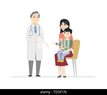 Famiglia cinese a medici - cartoon persone illustrazione dei caratteri Illustrazione Vettoriale