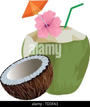 Tropical fruit cocktail icona cartoon Illustrazione Vettoriale