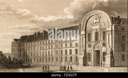 Hôtel national des Invalides, Paris, antichi di acciaio inciso stampa, 1831 Foto Stock