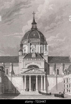 Chapelle Sainte Ursule de la Sorbonne di Parigi, antichi di acciaio inciso stampa, 1831 Foto Stock