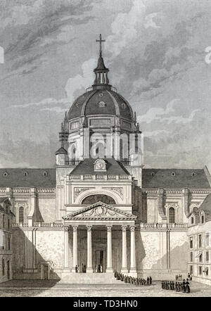 Chapelle Sainte Ursule de la Sorbonne di Parigi, antichi di acciaio inciso stampa, 1831 Foto Stock