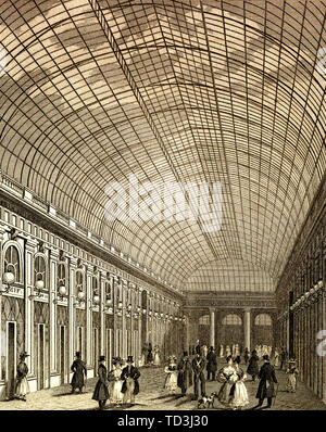 Galerie d'Orléans, Palais-Royal, Parigi, antichi di acciaio inciso stampa, 1831 Foto Stock