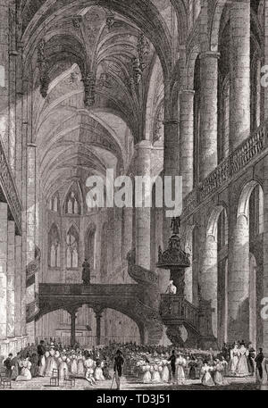 Chiesa di St Etienne du Mont, Parigi, antichi di acciaio inciso stampa, 1831 Foto Stock