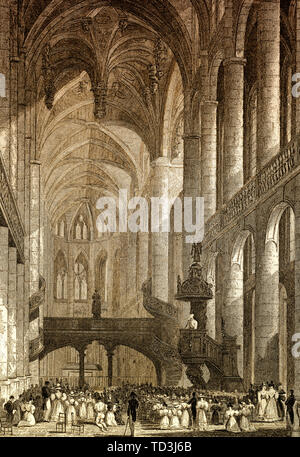 Chiesa di St Etienne du Mont, Parigi, antichi di acciaio inciso stampa, 1831 Foto Stock