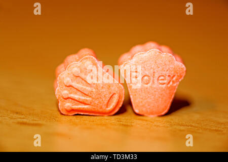 Pils estasi mdma macro sfondo arte in stampe di alta qualità Foto Stock