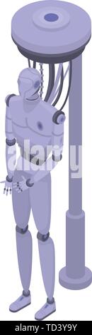Robot futuristico icona, stile isometrico Illustrazione Vettoriale