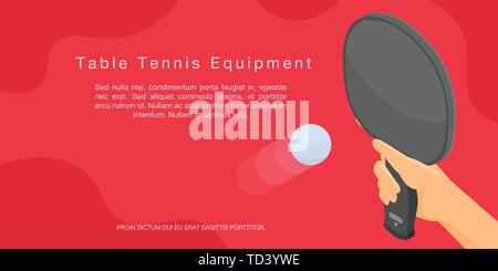 Tennis da tavolo concetto apparecchiature banner, stile isometrico Illustrazione Vettoriale