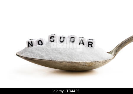 Cucchiaio colmo di sostituti dello zucchero stevia. Nessun concetto di zucchero Foto Stock