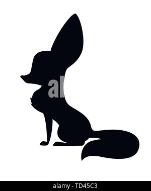 Carino fennec Fox Piombo Flat illustrazione vettoriale cartoon design animale sfondo bianco vista laterale. Illustrazione Vettoriale