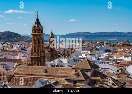 San Sebastian chiesa torre a Antequera, provincia di Malaga, Andalusia, Spagna Foto Stock