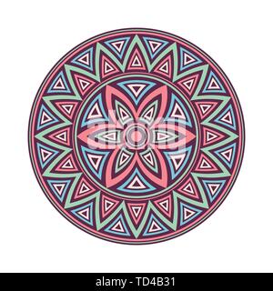 Mandala. Creative ornamento circolare. Round schema simmetrico. Vintage di elementi decorativi. Etnica pattern orientali. Motivi ottomano. Tattoo design. Illustrazione Vettoriale