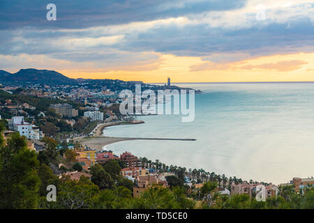 Malaga vista dal punto di vista di Gibralfaro dal castello, Malaga, Andalusia, Spagna, Europa Foto Stock