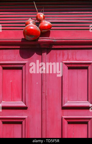 Dettaglio del rosso della porta d'ingresso nel porto, Portogallo Foto Stock