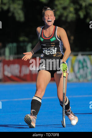 Krefeld, Germania, 12 giugno 2019, Hockey, FIH Pro League, donne in Germania rispetto a Belgio: Cecile Pieper (Germania) reagisce. Foto Stock