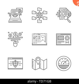 SEO linea set di icone Illustrazione Vettoriale