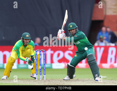 Taunton, Regno Unito. 12 Giugno, 2019. Sarfraz Ahmed del Pakistan batting durante l'Australia v Pakistan, ICC Cricket World Cup Match. Al County Ground, Taunton. Credito: Cal Sport Media/Alamy Live News Foto Stock