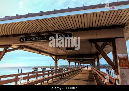 St Simons Island Pier Foto Stock