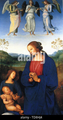 Pietro Perugino - Vergine con Bambino Un angelo C 1499 Foto Stock