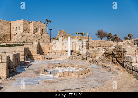 Rovine di antichi Cesarea in Israele Foto Stock