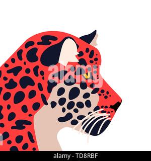 Wild jaguar illustrazione degli animali. Disegnato a mano o tiger felino isolato su sfondo bianco. Illustrazione Vettoriale