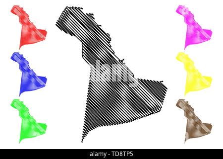 Provincia Orientale (regioni di Arabia Saudita, Regno di Arabia Saudita, KSA) mappa illustrazione vettoriale, scribble sketch Regione orientale mappa Illustrazione Vettoriale